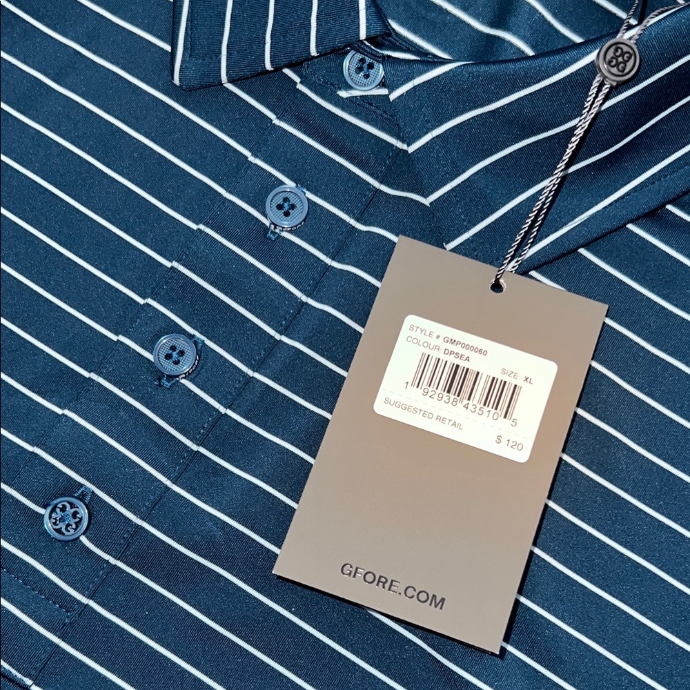 NWT 
G/FORE - Striped Tech-Jersey Polo Shirt - Blue XL - Picture 5 of 6
